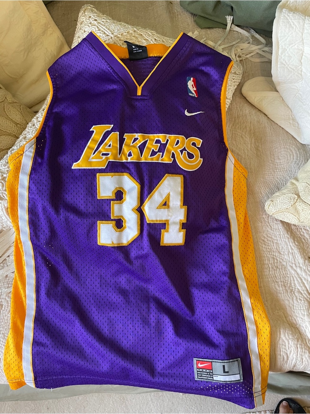 Nike Purple and Gold Los Angeles Lakers #34 Jersey